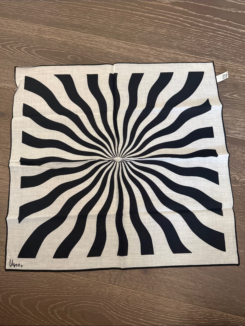Vintage Vera Neumann Graphic Black & Cream Swirl Square Scarf 19x19β